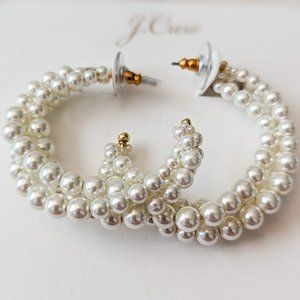 J.Crew Braided Pearl Hoop Earrings